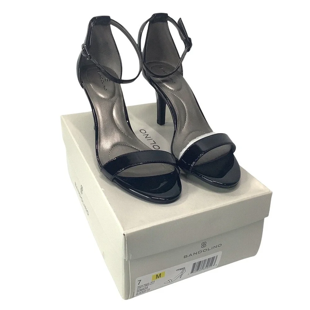 Bandolino Shoes Womens Madia Black Pumps Dress Sandals‎ 7 Medium NEW Box